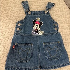 Vintage disney Mickey & co Minnie Mouse denim jeans overalls dress size 2T